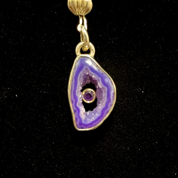 Natural amethyst agate and Druzy pendant - Picture 2 of 3